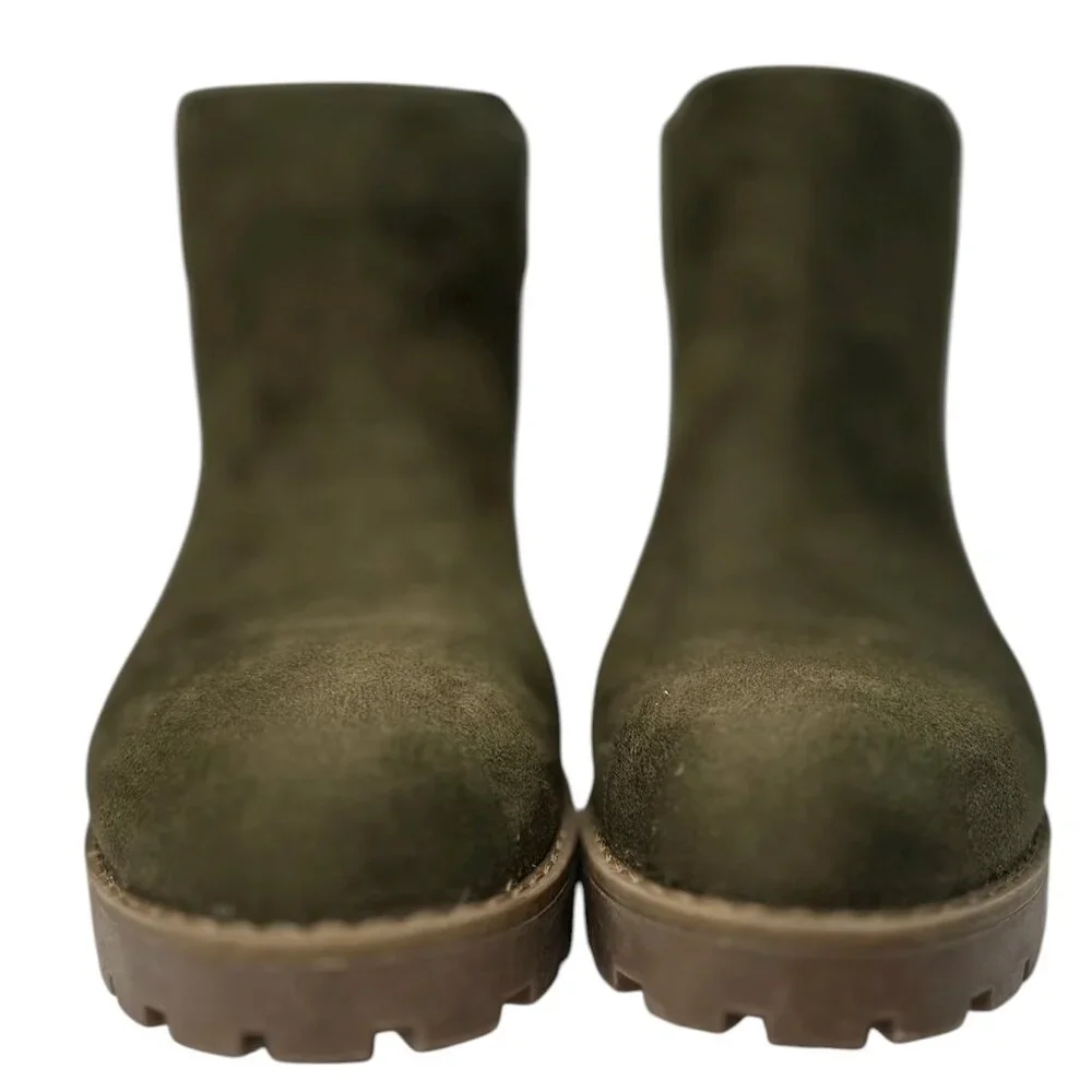 Esprit Olive Green Bobbie Ankle Boots Women’s Size 9M – Suede Look, Chunky Sole